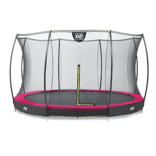 Trampoline de sol EXIT Silhouette Ø366cm avec filet de s&eacute;curit&eacute; - rose