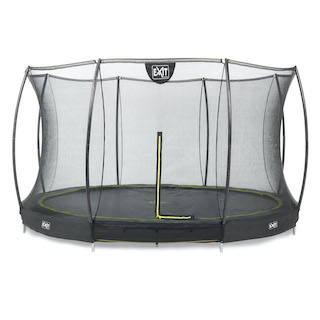 Trampoline de sol EXIT Silhouette Ø427cm avec filet de s&eacute;curit&eacute; - noir
