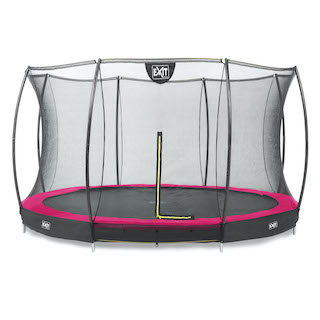 Trampoline de sol EXIT Silhouette ø427cm avec filet de s&eacute;curit&eacute; - rose