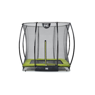 Trampoline de sol EXIT Silhouette 153x214cm avec filet de s&eacute;curit&eacute; - vert