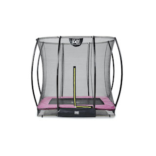 Trampoline de sol EXIT Silhouette 153x214cm avec filet de s&eacute;curit&eacute; - rose