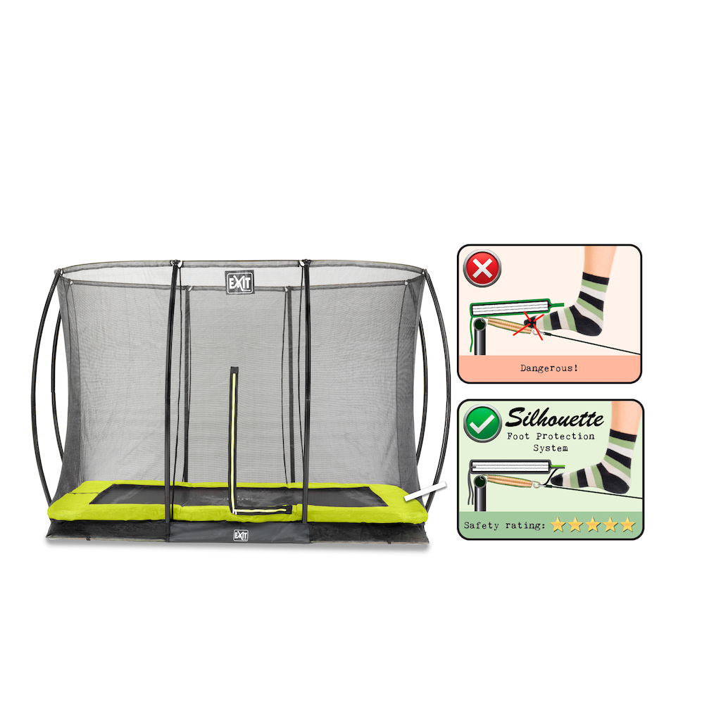 EXIT Silhouette trampoline enterré 214x305cm avec filet de sécurité - vert
