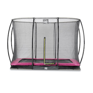 Trampoline de sol EXIT Silhouette 214x305cm avec filet de s&eacute;curit&eacute; - rose
