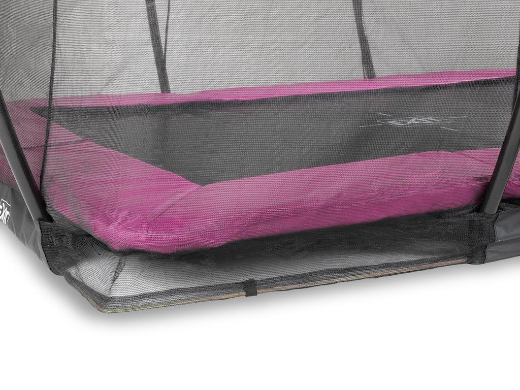EXIT Silhouette trampoline enterré 214x305cm avec filet de sécurité - rose