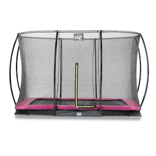 Trampoline de sol EXIT Silhouette 244x366cm avec filet de s&eacute;curit&eacute; - rose