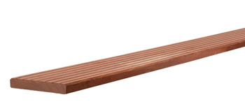 <BIG> <B> Platelage profil&eacute; en bois dur, 1 profil lat&eacute;ral, 1 c&ocirc;t&eacute; lisse, 2,1 x 14,5 x 245 cm. </B> </BIG>