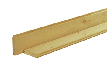 <BIG> <B> Profil de cabane en rondins rabot&eacute; en &eacute;pic&eacute;a scandinave 2,8 x 14,5 x 300 cm, impr&eacute;gn&eacute; de vert. </B> </BIG>