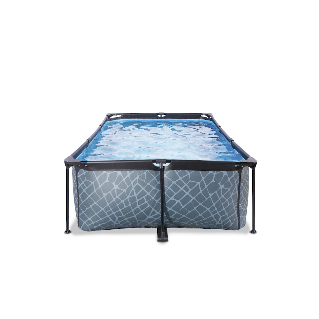 EXIT Piscine en pierre 220x150x65cm avec pompe de filtration - grise