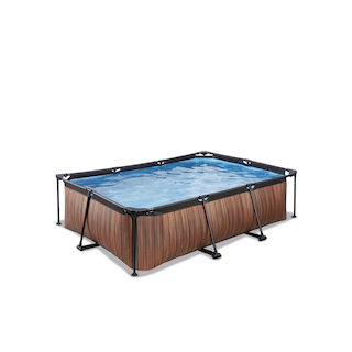 EXIT Piscine bois 220x150x65cm avec pompe de filtration - marron