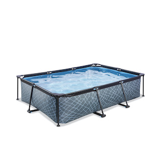 EXIT Stone pool 300x200x65cm avec pompe de filtration - gris