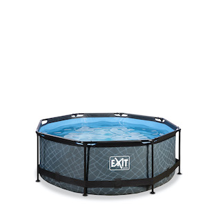 EXIT Stone piscine ø244x76cm avec pompe de filtration - gris