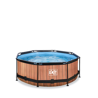 EXIT Piscine bois ø244x76cm avec pompe filtrante - marron