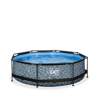 EXIT Stone piscine ø300x76cm avec pompe de filtration - gris