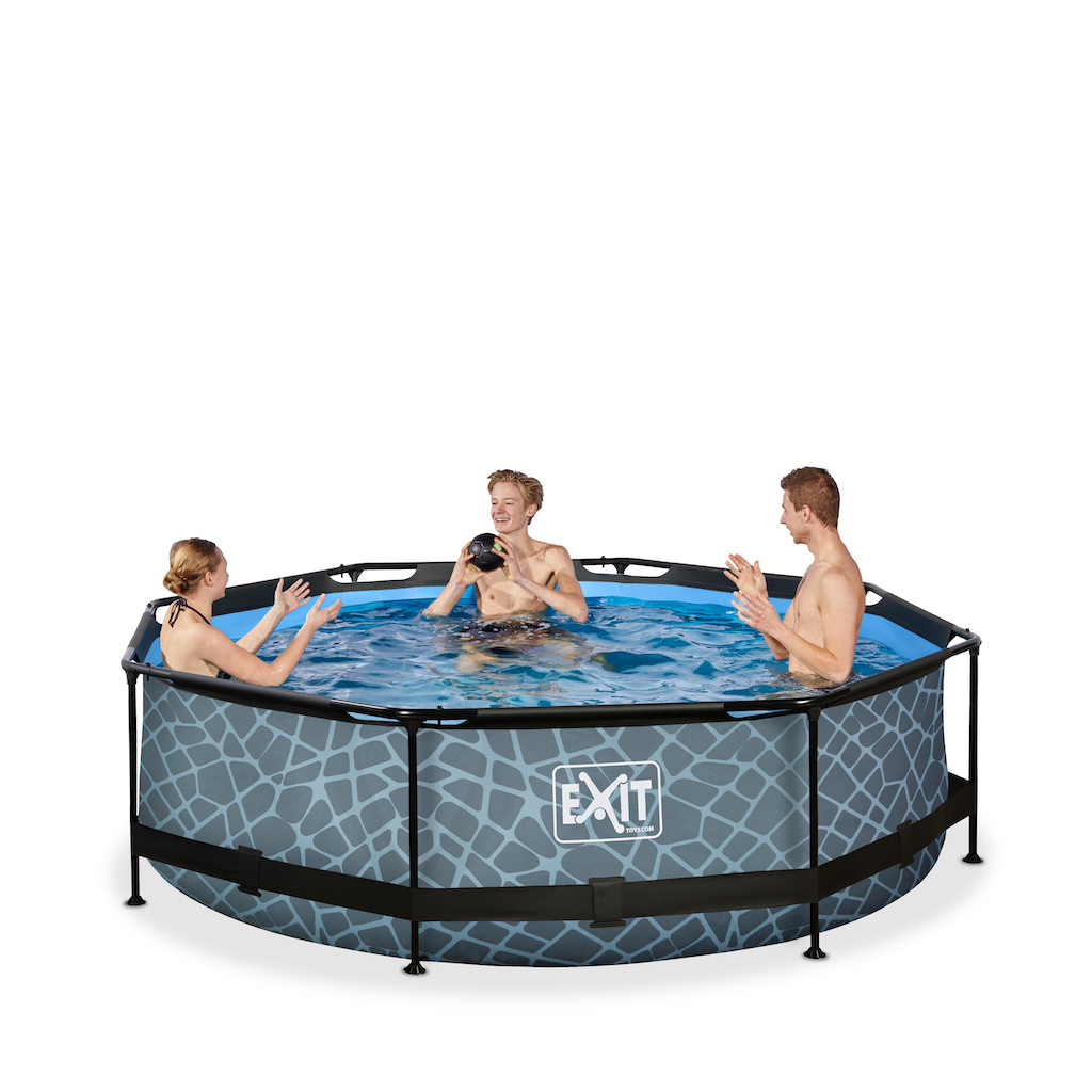 EXIT Stone piscine ø300x76cm avec pompe de filtration - gris
