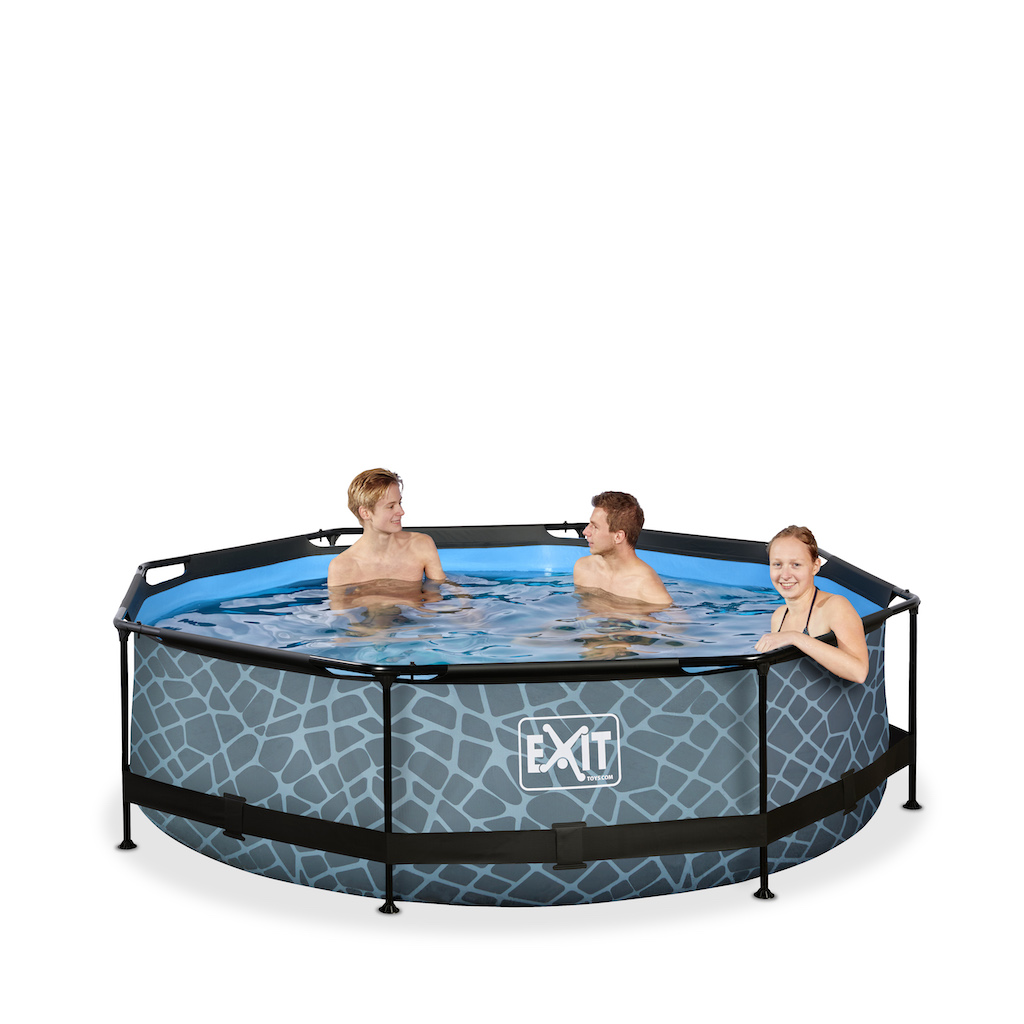 EXIT Stone piscine ø300x76cm avec pompe de filtration - gris