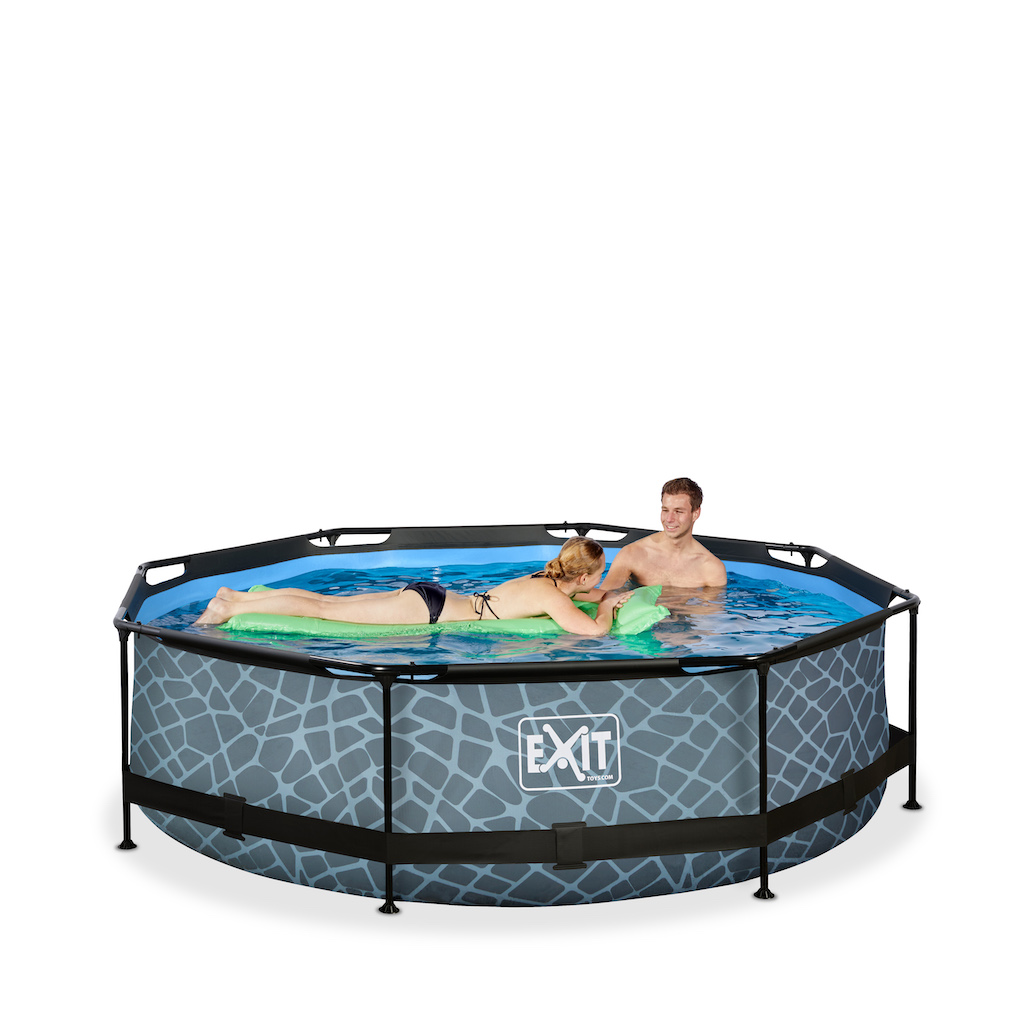 EXIT Stone piscine ø300x76cm avec pompe de filtration - gris