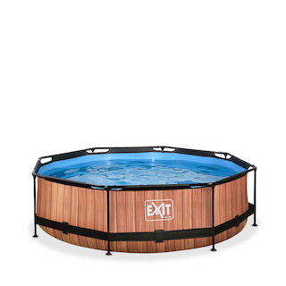 EXIT Piscine bois ø300x76cm avec pompe filtrante - marron