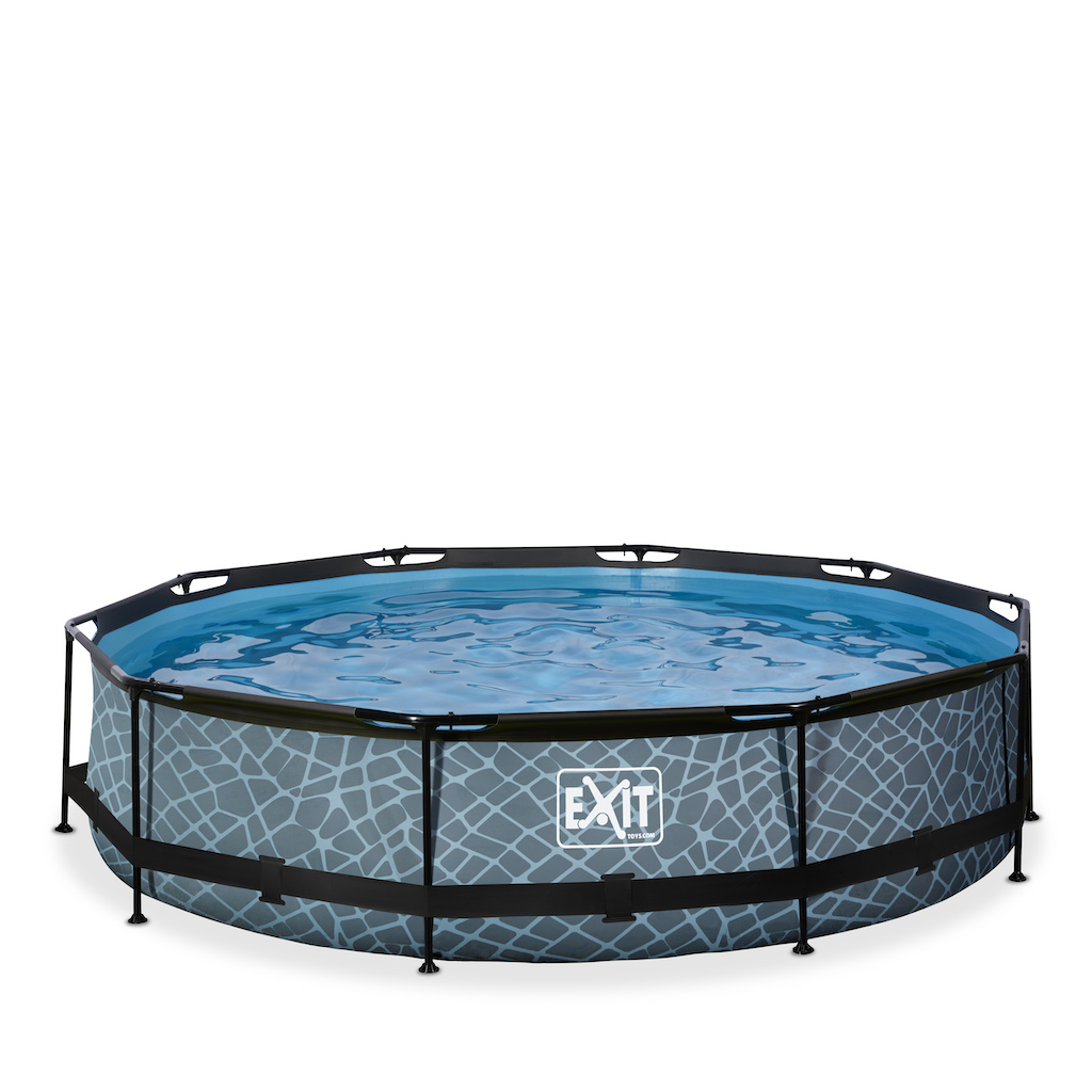 EXIT Stone zwembad diameter 360x76cm met filterpomp - grijs