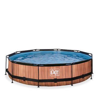 EXIT Piscine bois ø360x76cm avec pompe filtrante - marron