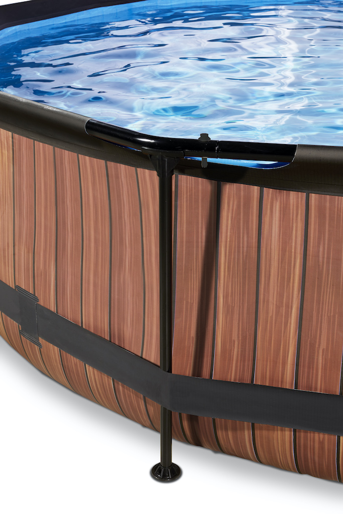 EXIT Piscine en bois 360x76cm avec pompe de filtration - marron
