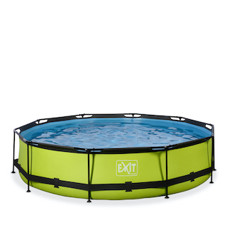 EXIT Piscine &agrave; la chaux ø360x76cm avec pompe de filtration - vert