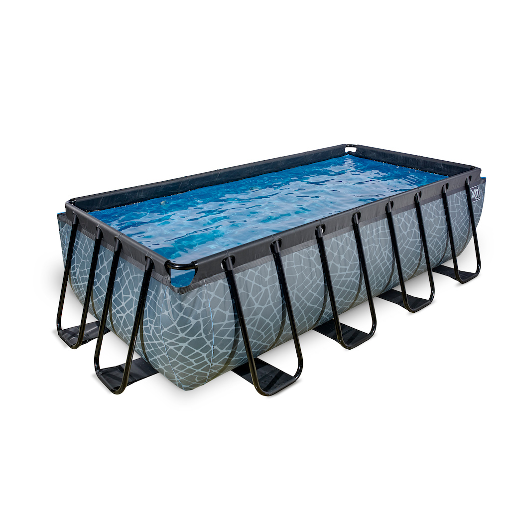 EXIT Stone zwembad 400x200cm met filterpomp - grijs