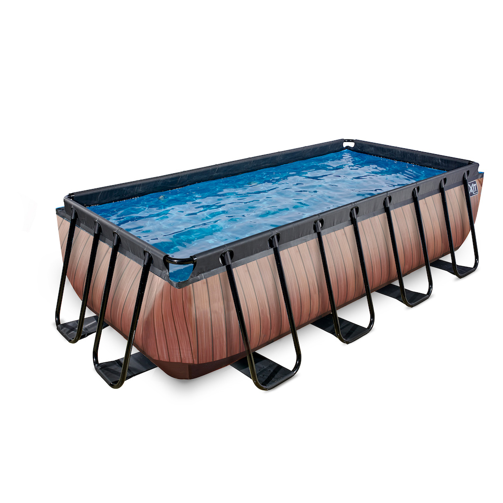 EXIT Wood zwembad 400x200cm met filterpomp - bruin