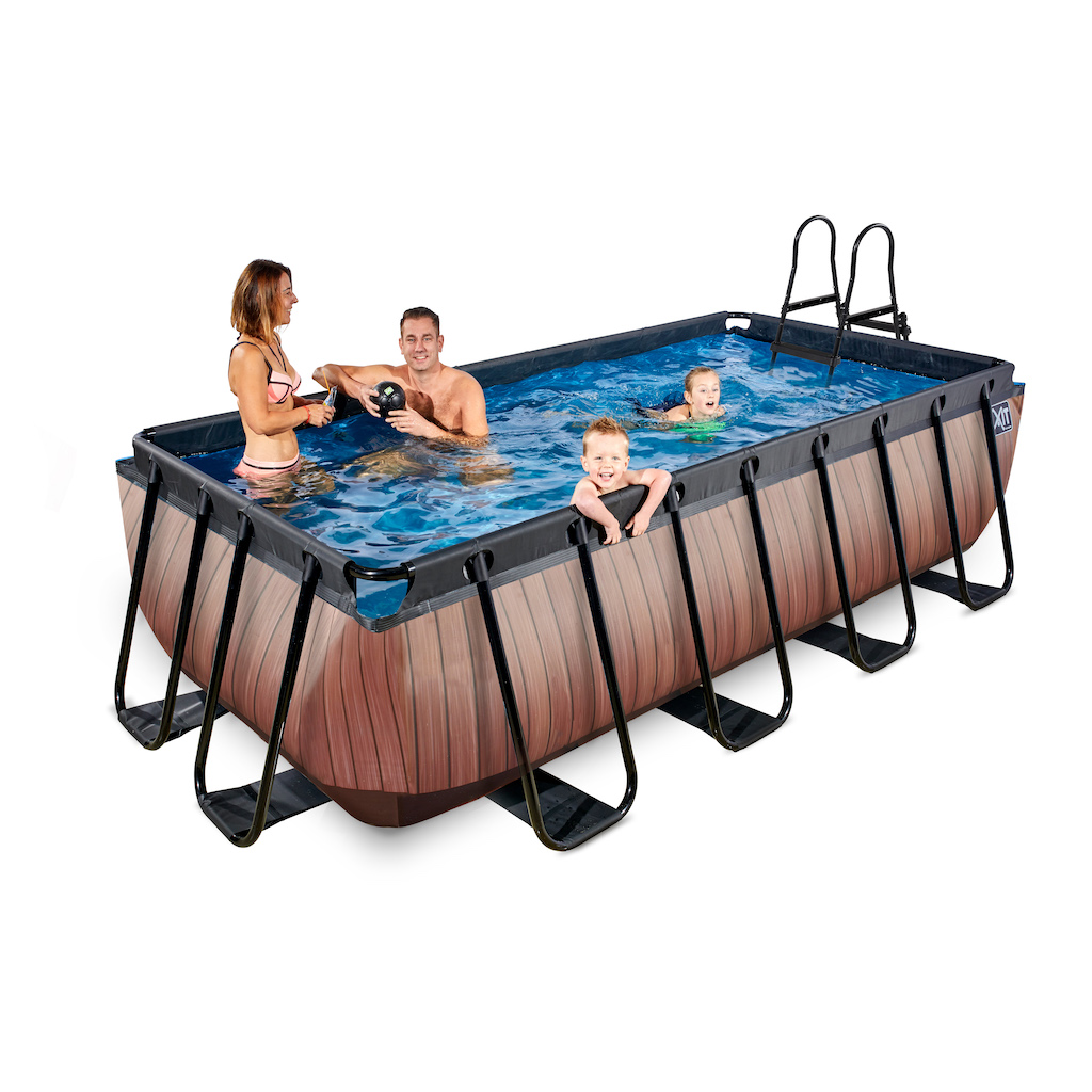 EXIT Piscine bois 400x200cm avec pompe filtrante - marron