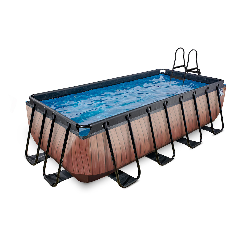 EXIT Piscine bois 400x200cm avec pompe filtre à sable - marron