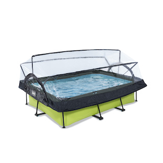 EXIT Piscine &agrave; la chaux 220x150x65cm avec auvent et pompe de filtration - vert