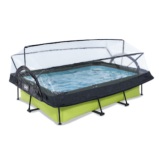 EXIT Piscine &agrave; la chaux 300x200x65cm avec auvent et pompe de filtration - vert