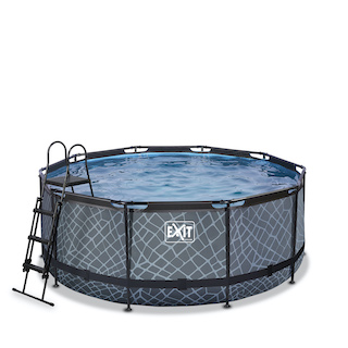 EXIT Stone piscine ø360x122cm avec pompe de filtration - gris