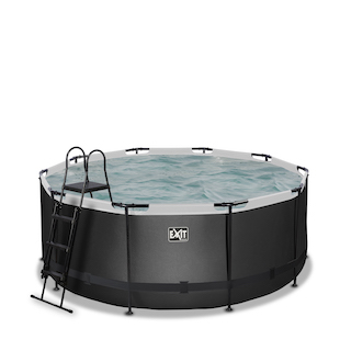 EXIT Piscine en cuir noir ø360x122cm avec pompe &agrave; filtre - noir