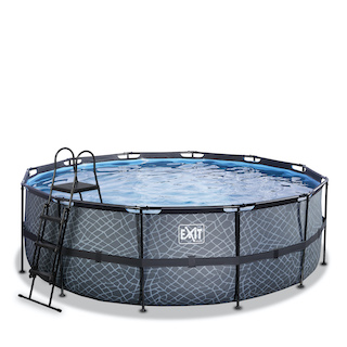 EXIT Stone piscine ø427x122cm avec pompe de filtration - gris