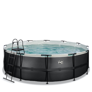 EXIT Piscine en cuir noir ø450x122cm avec pompe de filtration - noir