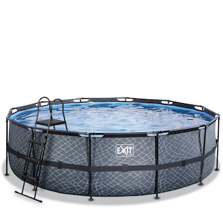 EXIT Stone piscine ø488x122cm avec pompe de filtration - gris