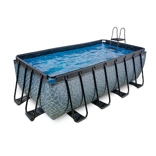 EXIT Stone pool 400x200x122cm avec pompe de filtration - gris