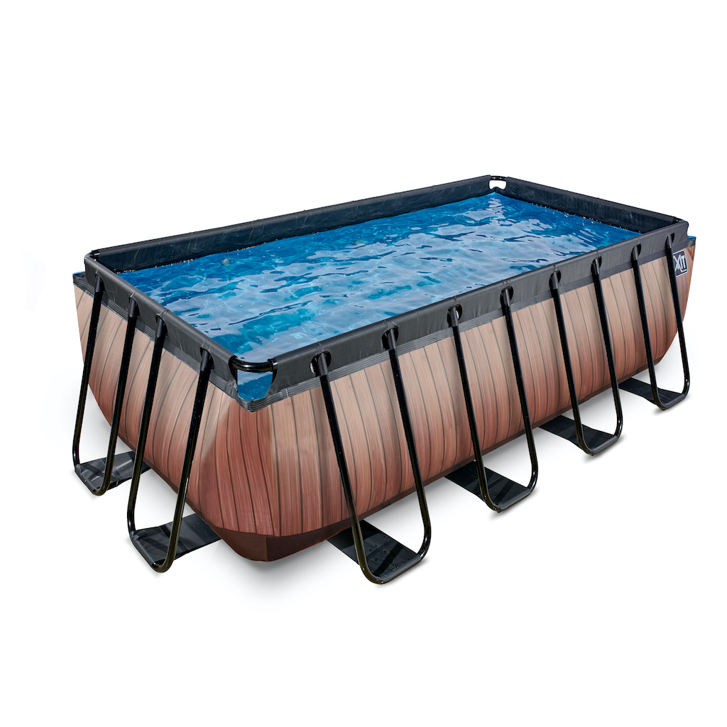 EXIT Piscine bois 400x200x122cm avec pompe filtrante - marron