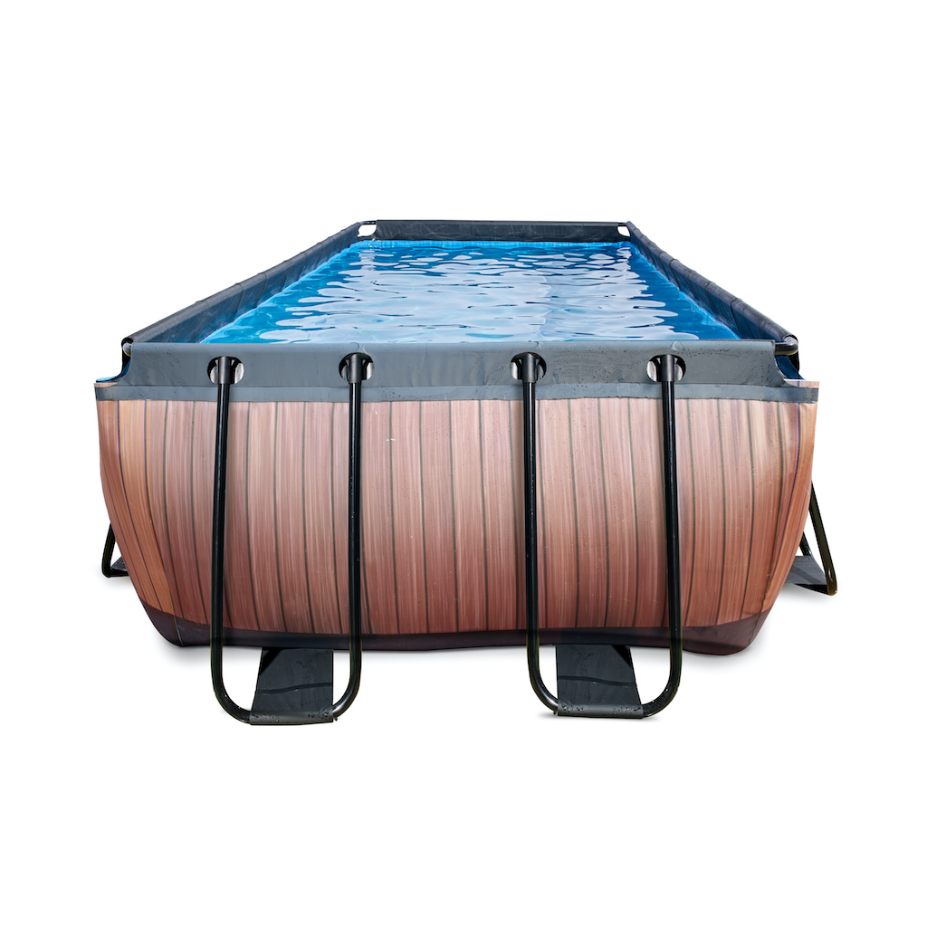 EXIT Piscine bois 400x200x122cm avec pompe filtrante - marron