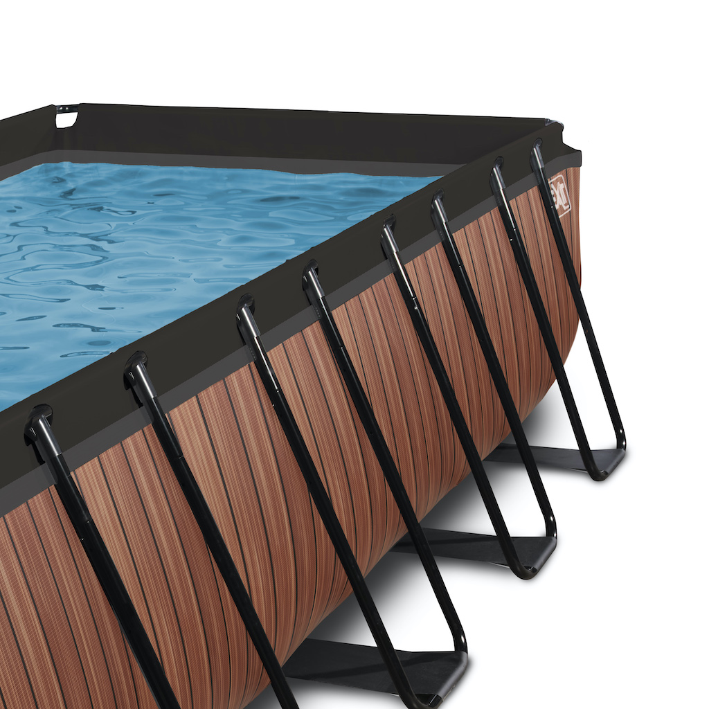 EXIT Piscine bois 400x200x122cm avec pompe filtrante - marron