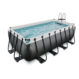 EXIT Piscine en cuir noir 400x200x122cm avec pompe de filtration - noir