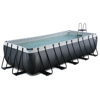 EXIT Piscine en cuir noir 540x250x122cm avec pompe &agrave; filtre - noir