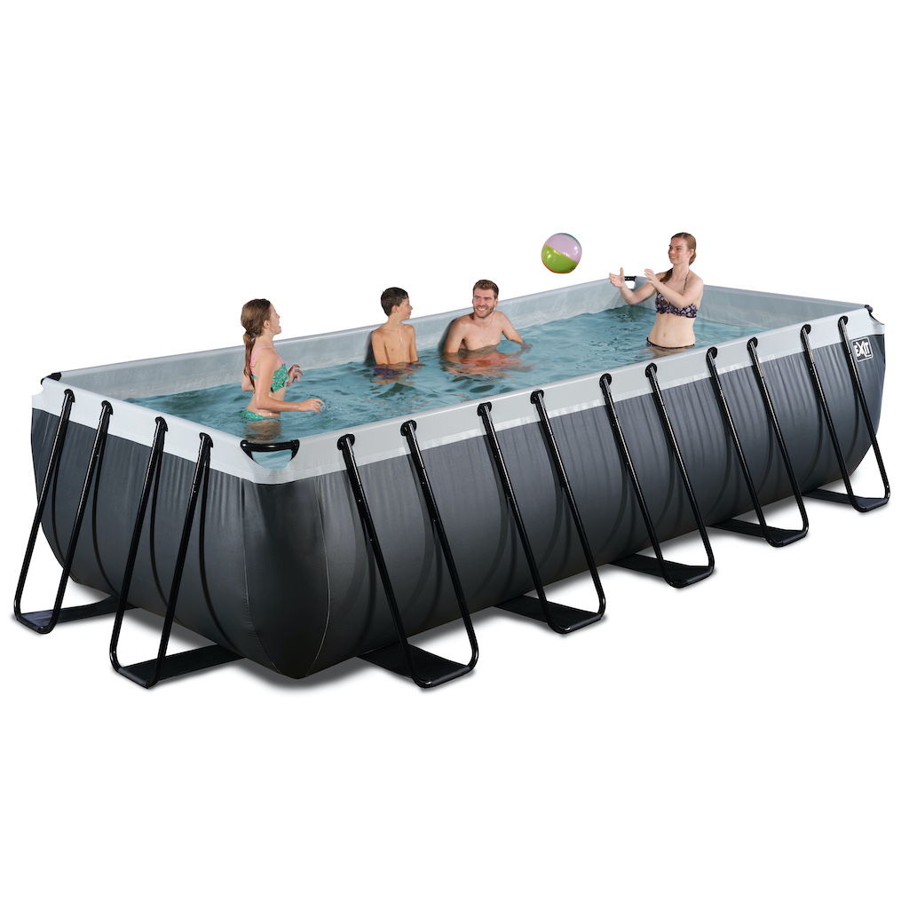 Piscine en cuir noir EXIT 540x250x122cm avec pompe de filtration - noir