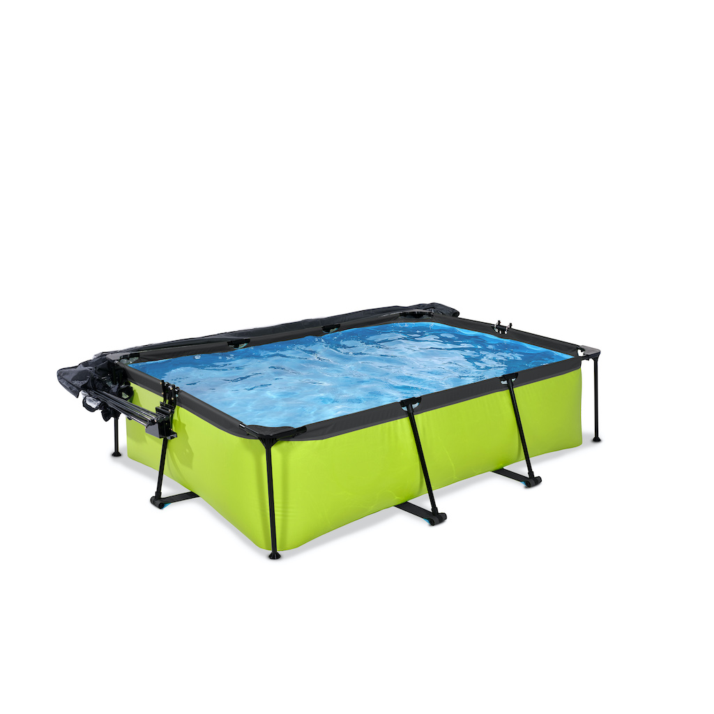EXIT Lime zwembad 220x150x65cm met overkapping, schaduwdoek en filterpomp - groen