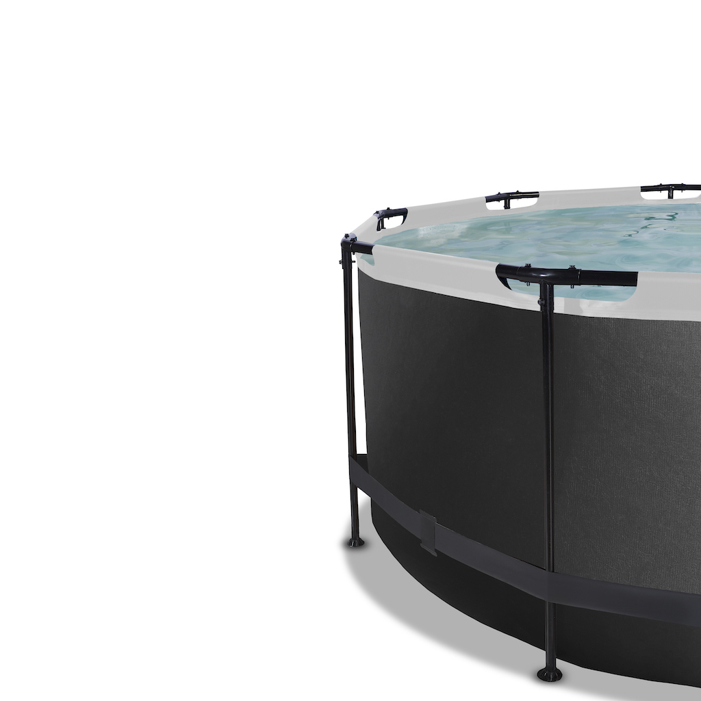 EXIT Black Leather piscine diamètre 360x122cm avec pompe filtre à sable - noir