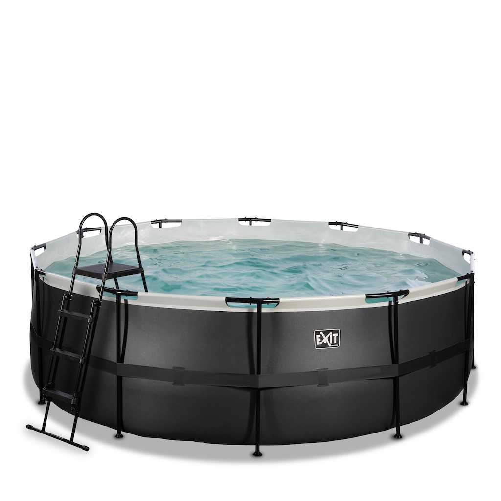 EXIT Black Leather piscine diamètre 427x122cm avec pompe filtre à sable - noir