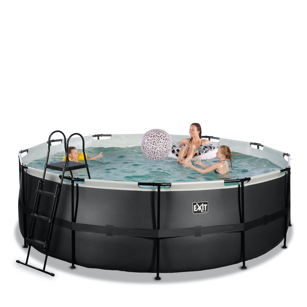 EXIT Black Leather piscine diamètre 427x122cm avec pompe filtre à sable - noir