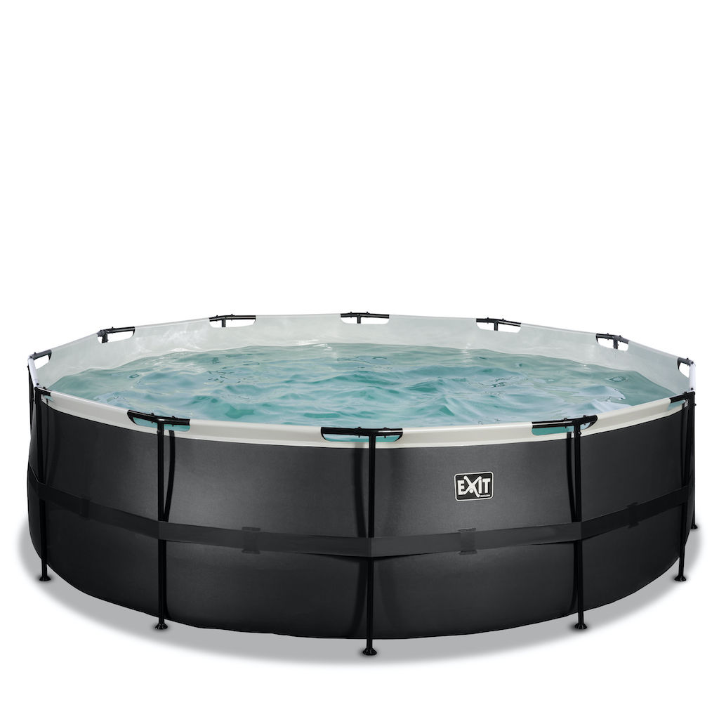 EXIT Black Leather piscine diamètre 450x122cm avec pompe filtre à sable - noir