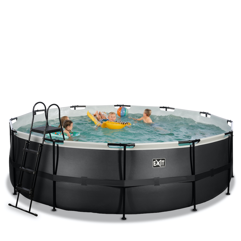 EXIT Black Leather piscine diamètre 450x122cm avec pompe filtre à sable - noir