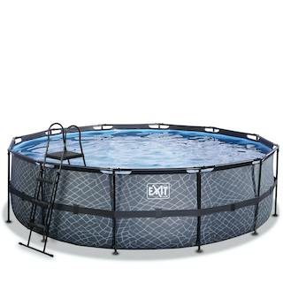 EXIT Stone piscine ø488x122cm avec pompe &agrave; sable - gris